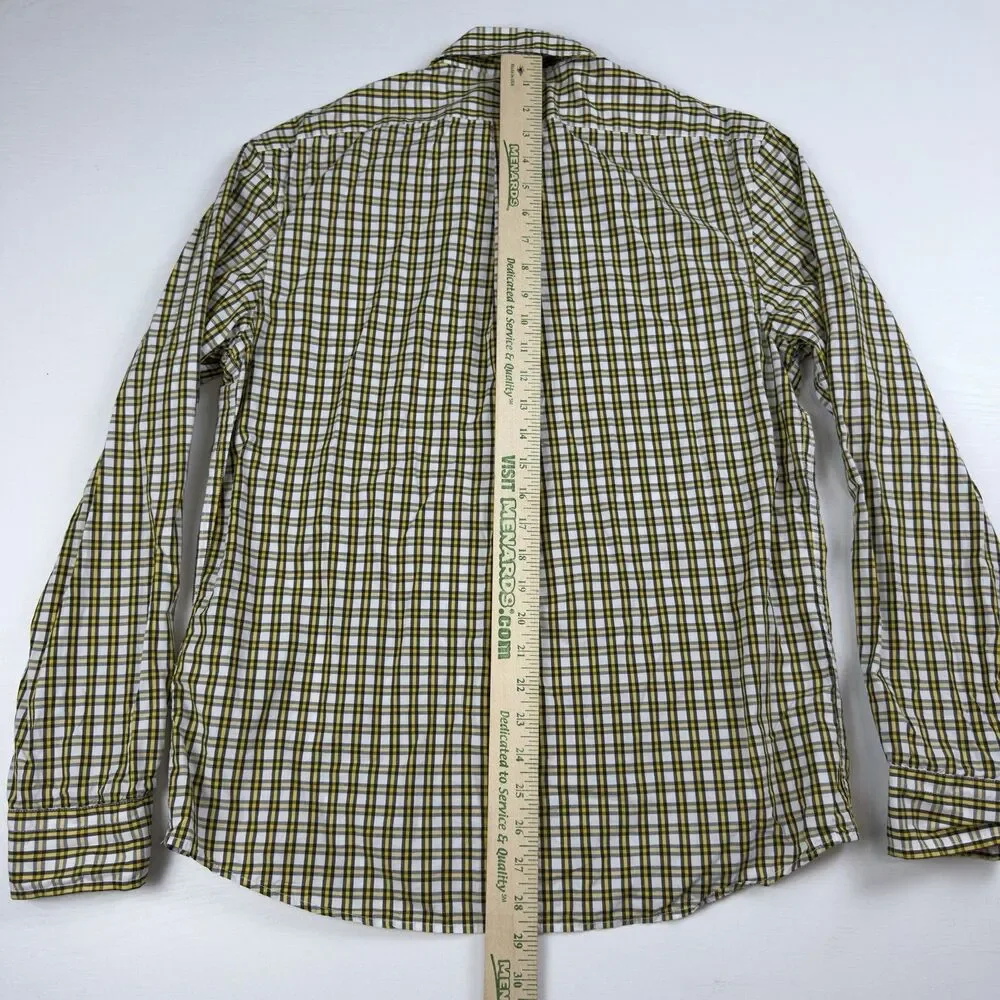 Banana Republic Untucked Standard Fit Mens M L/S Button Up Shirt Plaid Cotton